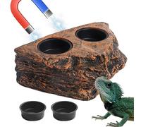 Reptile Food Dish, Reptile Food Dish, 2 Cups Rocks Lizard Water Bowl, Feeding Accessories, Animal Feeding Stand, Aquarium Decoration, Turtle Habitat for Gecko Chameleon
