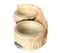 Reptile Food Feeder Bowl - Resin Feeding Tray for Lizards and Small Pets, Double Feed Cornice | Chameleon Geckos Food and Water Dish Geckos, GR