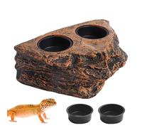 Reptile Food Water Plate Bowl, Drinking Eating And Feeding Dishes, Imitation Rock Feeding Bowl, Convenience & Hydration Support, Stimulates Natural Behaviors Perfect 14.5x6x10cm For Small Habitats