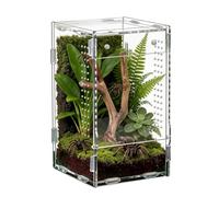 Reptile Glass Terrarium - Habitat with Front Opening for Small Pets | Vented Housing with Secure Locking Door and Clear Viewing Tank for Chameleon Spider Gec Observation