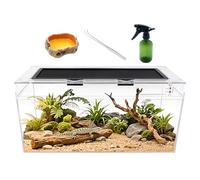 Reptile Growth Reptile PC Terrarium set, 20" x 10"x 8",with Top Sliding Door Screen Ventilation for Insect,Fish,Tarantula,Hermit Crab,Jumping Spider,Iguana,Tortoise,Leopard Gecko,Frog,Bearded Dragn
