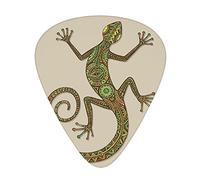 Reptile Guitar Picks 6 PC,Ornamental Lizard Moving Exotic,Personalized Guitar Pick for Acoustic,Great Gift for Dad Boyfriend Guitar Players(0.46/0.71/0.96 mm),Green Tan,0.46