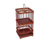 Reptile Habitat Box Solid wood handmade classic pure copper hook double-layer grasshopper cage(Red)