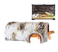 Reptile Habitat Cave, Bearded Dragon Simulation Tree Resin House, Reptile Tank Accessories for Spiders, Frogs, Hermit Crabs, Lizards, Snakes, Natural