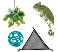 Reptile Hammock - Basking Platfrm Bed, Vegetable Feeding Station, Interactive Play Ball | Lizard Habitat Enhancement, Suction Cup Mount Lounger For Bearded Dragon, Gecko, And Snake Vegetable Feeding