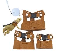 Reptile Harness Vest - 3X PU Leather Lizard Walking Vest and Lead Set | Adjustable Small Animal for Bearded Dragons, Secure Outdoor Traction Strap for Amphibians, Pet Training Walk Gear