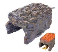 Reptile Heat Cave - Thermo Rock Ledge, Simulated Stone Heating Habitat | Warmth Retaining Serface For Cold Blooded Pets, Encourages Activity & Relaxation, Great For Vivarium Decor Snake Gecko Lizard