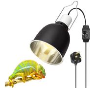 Reptile Heat Lamp Fixture, 5.5 Inch Reptile Dome Lamp Holder with Dimmable Light, UVA UVB E26/E27 Ceramic Heating Bulb Lampshade for Tortoise Bearded Dragon Terrarium Lizard Turtle Snake(No Bulb)