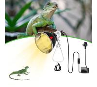 Reptile Heat Lamp Holder, 5.5 Inch 200W E27 Tortoise Heat Lamp Socket, Bulb Base Heat Bulb Holder with Clamp and Guard, Pet Reflector Dome Lamp Bracket for Turtle,Snake,Lizard,Dog,Bird,Chick (NO BULB)