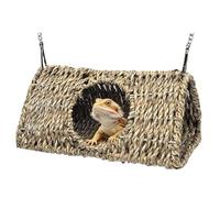 Reptile Hide Cave,Hollow Gecko Hide,Hanging Seagrass Fiber Bearded Dragon Hammock Swing Lizard Cage Climbing Toys with Suction Cups&Chains,Reptile Tank Decor
