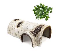 Reptile Hide Caves Simulation Tree Hideout Snake Hide Leopard Gecko Terrarium Plastic Plant Leaves Ornament Habitat Shelter Decor for Lizard Hermit Crab Spider Frog Amphibians (M)