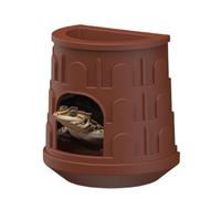 Reptile Hide Lizard Palace Guardian Tree Frog Chameleon Feeding Box with Removable Hideout and Drinking Water Basin for Pet House Landscaping (Brown)