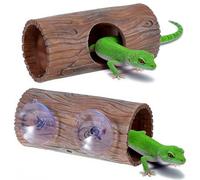Reptile Hide, Plastic Hollow Hideout, Amphibian Tank Accessories, With Powerful Suction Cup Function, For Crested Geckos Lizard Hermit Crab Snakes Frogs