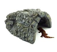 Reptile Hide Rock, Resin Snake Hide, Basking Rock Simulation Cave Hideout for Turtles Lizards Snakes Crab, Terrarium Decor, 5x4x2.8 Inch