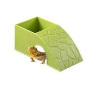 Reptile Hideout Cave, Dual-Layer Enclosed Reptile Hiding Shelter with Food Dish, Multi-Functional Terrarium Habitat Decor for Geckos, Lizards, Bearded Dragons