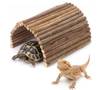 Reptile Hideout Wood, Tortoise Hideout Climbing Toys 50 x 30 cm Tortoise Accessories Guinea Pig Hide Bendy Hamster Bridge for Lizards Gecko Spiders Snakes Tortoises