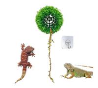 Reptile Hiding Cave, Terrarium Hanging Shelter, 17cm Diameter Moss Ball with Natural Style, Soft-Touch Synthetic Moss with Build, Gecko Bearded Dragon for Indoor Habitat