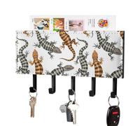 Reptile Lizard Wall Mounted Key Hook | Decorative Key Hanger With 5 Hooks Multifunctional Wall Mounted Key Hook For Entrance Hallway Home Decor 7.1 x 4.3 Inches