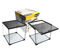 Reptile One Mini Glass T2 Terrarium with Wire Mesh Lid 30x30x30cm with Black Background