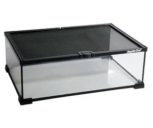 Reptile One Mini Glass T2 Terrarium with Wire Mesh Lid 45x30x16cm with Black Background