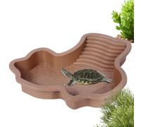 Reptile Pool - Water Dish and Bath for Turtles, Soaking Bowl with Ramp, Accessories for Thermal Terrace Habitat, Food Dish and Aquatic Decoration for Amphibians