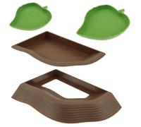 Reptile Ramp Water Bowl Set, Tortoise Soaking Dish, Lizard Bathing Pool, Turtle Food Dishes, Snake Habitat Decor, Anti-slip Decorative Reptile Feeding Accessories for Spider Gecko Chameleon