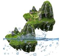 Reptile Rock | Realistic Moss Climbing Habitat | 3D Floating Suction Cup Resin Lizard Rocks - for Turtle Snake Terrarium Aquarium Fish Tank Ornament