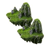 Reptile Rock - Reptile Habitat Rocks, 2 Pieces Realistic Moss Climbing Basking Spot, 3D Floating Suction Cup Habitat For Turtle Snake Terrarium Aquarium Fish Tank Ornament