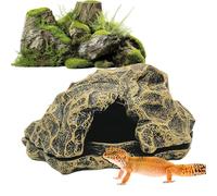 Reptile Shelter, Terrarium Cave, Aquarium Decor, Realistic Rock Texture, 6.3x5.31x2.95 inches, Multi-Level Basking Spot, Great for Bearded Dragons, Tortoises, Ball Pythons