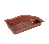 Reptile Soaking Basin with Two Piece Design and Shallow Profile for Easy Cleaning Soaking Tub with Textured Base and Corner Treat Holder Suitable for, Brown Red