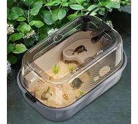 Reptile Tank Starter Kit with Light and Basking Platform, 3-Layer Separation Design for Easy Cleaning, Durable Habitat for Small Reptiles, Turtles, and Crayfish