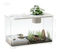 Reptile Tank Turtle breeding tank ecological landscaping with cover small dry wet separation Easy Assembly(White)