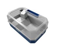 Reptile Tank Turtle feeding tank for household use, divided into zones and dual-use Easy Assembly(Navy blue)
