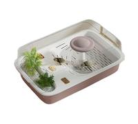Reptile Tank Turtle feeding tank for household use with covered climbing table and tabletop Easy Assembly(Coffee)
