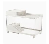Reptile Tank Turtle feeding tank household use covered climbing platform bottom drainage Easy Assembly(White)