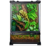 Reptile Terrarium 10"x10"x14", Full Glass Tank Enclosure for Small Reptiles, Geckos, Frogs, Lizards, Snakes, Spiders, Turtles, Vertical Rainforest Habitat