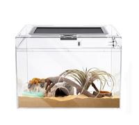 Reptile Terrarium,40 * 20 * 25cm Jumping Spider Enclosure Starter Kit, Leopard Gecko Habitat Container for Small Reptiles,Amphibians,Lizard,Mantis,Corn Snake,Turtle,Frog,Chameleons (15.7 * 8 * 10in)