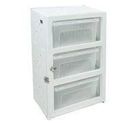 Reptile Terrarium Box, Reptile Drawer Cabinet 3-Tier W/3 Feeding Boxes For LizardGecko-White-31.5x22x45.5CM