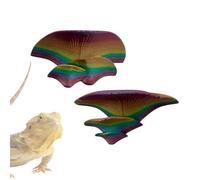 Reptile Terrarium Decoration - Self-Adhesive 3D Mushroom Ornaments - 2 Pieces Glass Terrarium Landscape - For Frogs, Lizards, Barbecues, Beetles, Snakes, Spiders, Bearded Dragons, Calm and