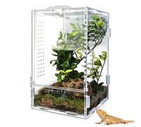 Reptile Terrariums,4.7x4.7x7.9in Ventilation Acrylic Clear - Small Reptile Habitat Tank,for Tarantulas Lizards Snakes Jumping Spiders Snails Isopods