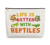 Reptile Themed Gift Makeup Bag Animal Lover Gifts Cosmetic Bag Reptile Lover Gift Christmas Birthday Presents for Daughter Sister Besties Friends Coworker Zipper Travel Pouch