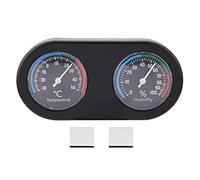 Reptile Thermometer Hygrometer 2 Pack, Mini Round Digital Gauge with Probe, Temperature Humidity Monitor for Reptile Tank Vivarium Bearded Dragon Leopard Gecko Spider Enclosure
