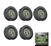 Reptile Thermometer Hygrometer, Digital Hygrometer Thermometer, Round LCD Temperature and Humidity Monitor Gauge for Indoor Climate Mini Humidity Meter for Greenhouse, Office, Basement (Black) (5)