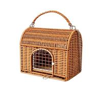 Reptile Travel Carrier, Handheld Transport Nest, 21.5x14.5x17.5cm, Pet Transit Cage, Small Animal Holder, Breathable Rattan Weave, for Bearded Dragon, Tortoise, Exotic Pets