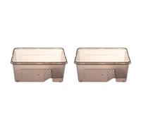 Reptile Turtle Tortoise Tank Vivarium Feeding Box with Basking Ramp Black, 2 Pieces S