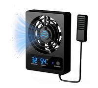 Reptile Ventilation Fan with Humidity Control & High Temp Alarm, Smart Hygrometer for Bearded Dragon, Leopard Gecko, Snake Tank - Quiet Fan with Dual LED Display for Reptile Enclosure