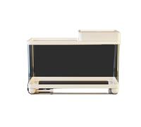 Reptile Vivarium Turtle feeding tank bottom drainage household covered climbing platform Turtle Tank(Light Yellow)