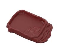 Reptile Water Bowl - Reptile Bath Tub, Portable Aquarium Water Bowl for Bearded Dragons with Non-Slip Artificial Stone Ladders, Accessories for Outdoor Turtle Habitats (Red Brown)