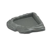 Reptile Water Dish Corner Feeding Bowl for Turtles And Chameleons in Terrarium, Gray