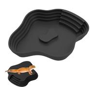 Reptile Water Dish, Sturdy Tortoise Bathing Pool with Ramp, Habitat Accessories for Bearded Dragons, Lizards, Frogs, Snakes, Geckos, Salamanders, 9.65x8.58x1.57 inches